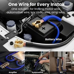 0 Gauge Wire CCA 25 ft Blue, 1/0 AWG Copper Clad Aluminum Ground Wire Battery…