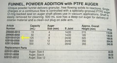DELTAWARE 125 ML POWDER ADDITION FUNNEL WITH PTFE AUGER 24/40 FREE SHIPPING