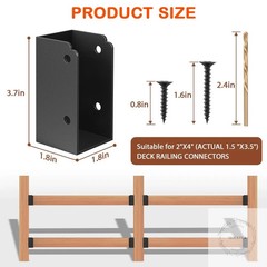 24 Pack Deck Railing Bracket Connectors for 2×4 Wood Posts, Heavy Duty Steel