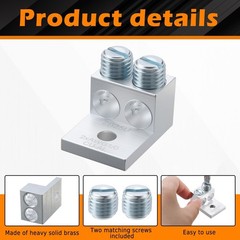 Blulu 4 Pack Dual Aluminum Ground Lug for 1/0 Gauge Wire