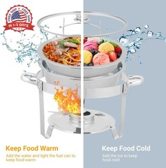 ROVSUN 5 Qt 2 Pack Chafing Dishes for Buffet, NSF Stainless Steel Round Chafers