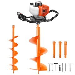 63CC Gas Powered Post Hole Digger Earth Auger Borer 6″ 10″ Bit & 3PCS Extension