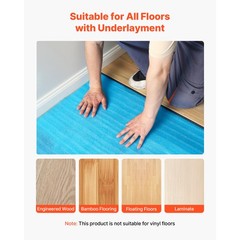 Floor Underlayment 300 sq ft 3mm 3-in-1 Vapor Barrier for Laminate Blue