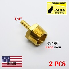 2X 1/4″ Hose Barb x 3/4″ Male NPT Brass Adapter Threaded Fitting, Fuel/Water/Air