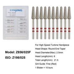 Dental Zirconia Cutting Diamond Bur FG Round End Taper Football Fine Medium Z856