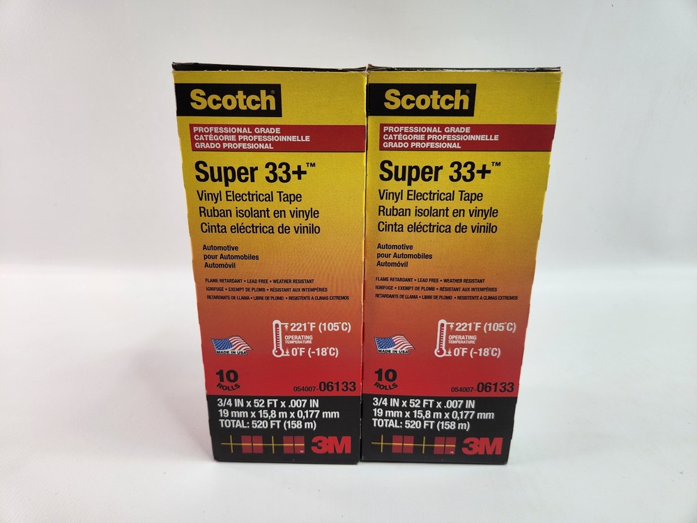20 Rolls 3m Scotch Vinyl Electrical Tape “06133” Electric Super 33+ Black