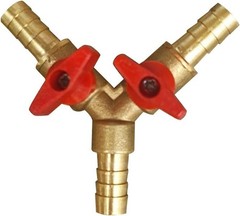 5/16″ Hose Barb Valve, Brass 3 Way Shut off Valve Y Shaped 2 Switch Ball Valve