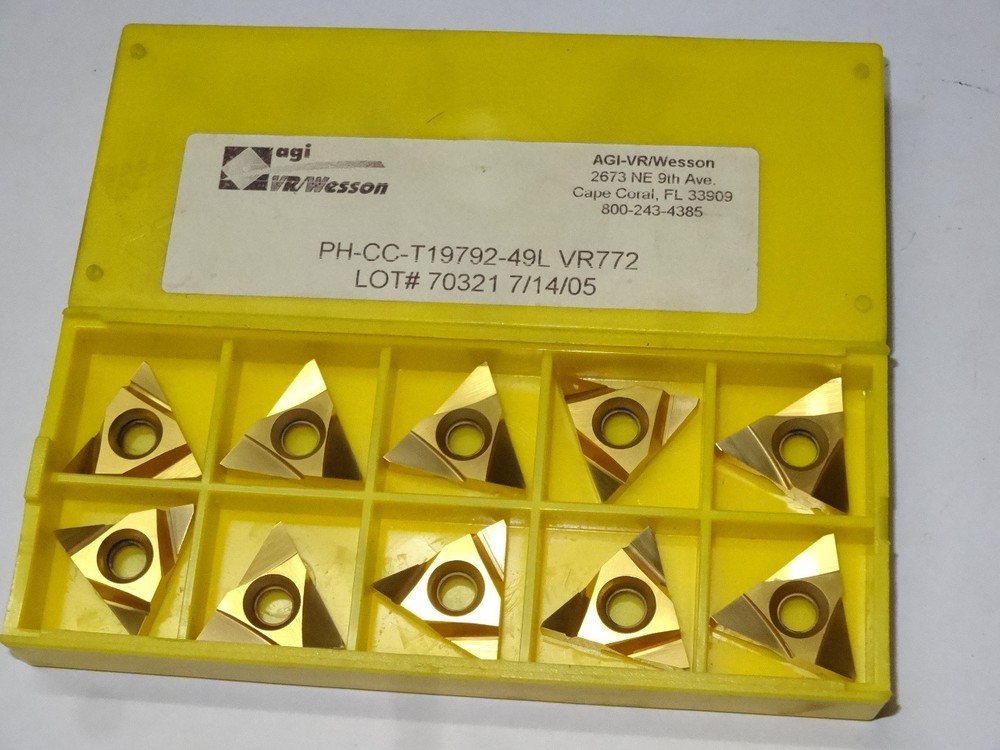 10 pcs AGI VR Wesson TNMC 43 NGL Grade VR772 Carbide Grooving Threading Inserts