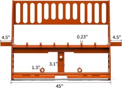 45″ Skid Steer Pallet Fork Frame, 4000 lb Capacity 3 Hay Spear Sleeves