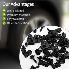 50Pack M6-1.0 U Clips Automotive Kit with Speed Nuts and Screw Clips – Universal
