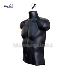 BLACK & FLESH MALE MANNEQUIN TORSOS SET +2 STANDS + 2 HANGERS MEN’s DRESS FORMS