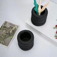 Desk Organizer Pen Holder Pen Pencil Tire Shaped Holder Case Office Stationery