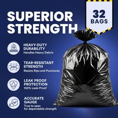 Plasticplace Contractor Trash Bags 42 Gallon 3.0 Mil Rolls Black Heavy Duty