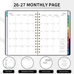 2026-2027 Academic Planner | Weekly Monthly Organizer with Tabs & Pocket
