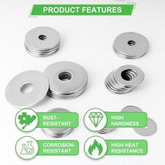 108Pcs 304 Stainless Steel Flat Washers, Fender Washers Assortment Kit 12 Sizes