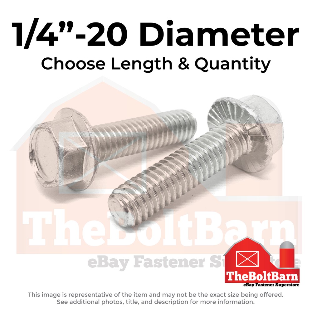 1/4″-20 Stainless Serrated Hex Flange Bolts (Choose Length & Qty)
