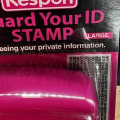 Kespon Plus Guard Your ID Stamp Large Pink Black Ink Brand New Vintage 1980s