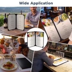 WeChef 10 Packs Restaurant Menu Covers 8.5 x 14 Book Style 2 Pages 2 Views Black