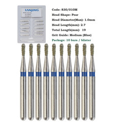 Dental Diamond Burs 330 Pear 830/010C 830/008M Medium Coarse Grit FG High Speed