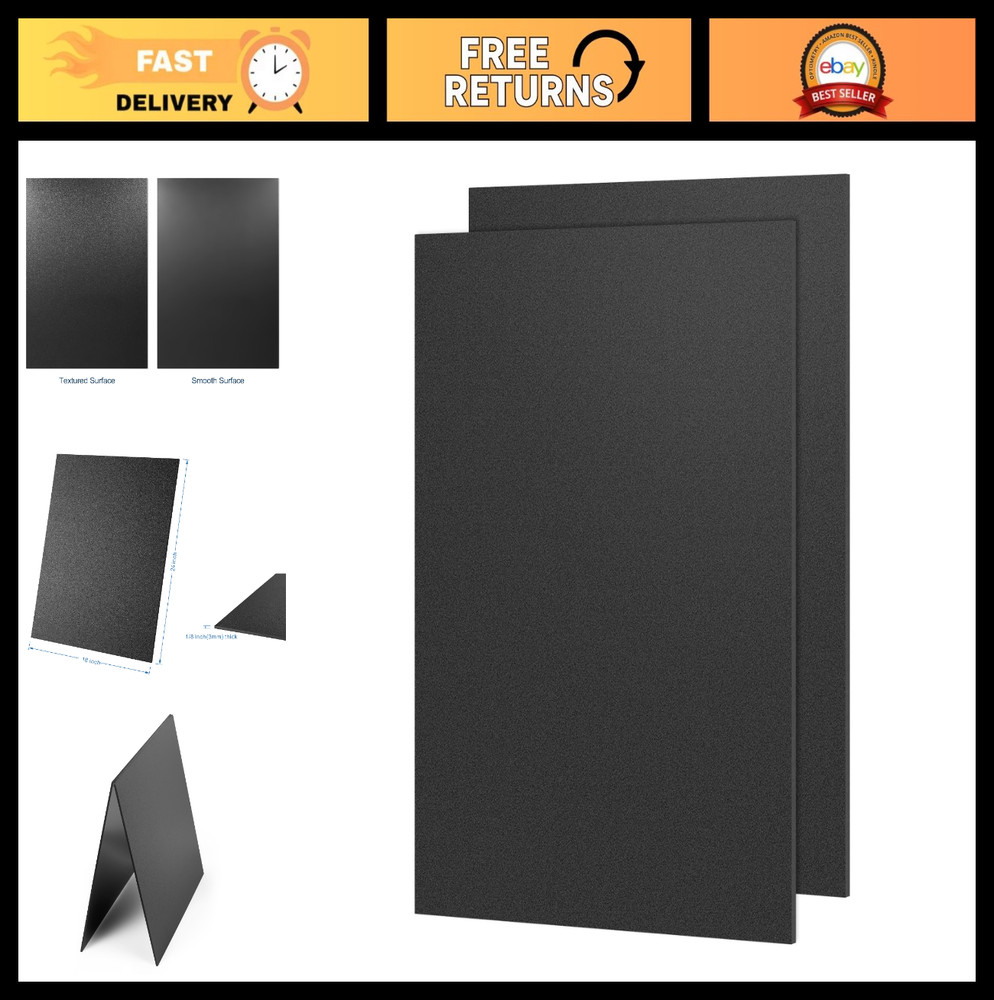 Black ABS Plastic Sheet 18x24x1/8″ – Rigid Thermoplastic for Crafts & DIY, 2-Pac