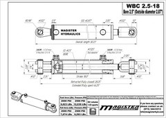 Ag Clevis Hydraulic Cylinder Welded Double Acting 2.5″ Bore 18″ WBC 2.5×18 NEW