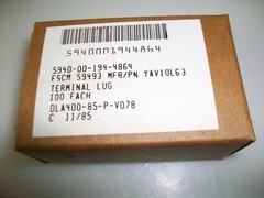 NOS BOX OF 100 MIL SPEC RING TONGUE TERMINAL LUGS YAV10L63 5940-00-194-4864