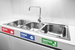 Wash Rinse Sanitize Sink Labels – 10 Pack, 2.75″x9″ – Hand Wash Only Sign – Idea