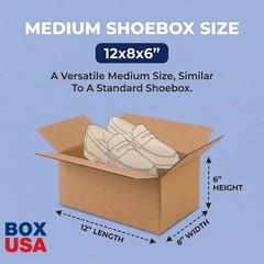 Durable 12″L x 8″W x 6″H Corrugated Boxes – 65 lbs Support, Eco-Friendly 25-Pack