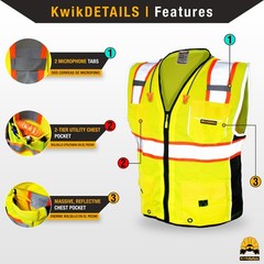 KwikSafety CLASSIC (2 PACK) Safety Vest Class 2 Hi Vis Reflective ANSI PPE