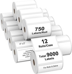 12 Rolls 4×2 Barcodes Shipping Labels Compatible Rollo Zebra Desktop Printers