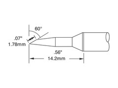 Metcal SSC-747A Cartridge, Bevel 1.78mm (0.07In), 60 Deg