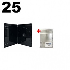 25 PREMIUM SLIM GLOSSY Black 4K Blu-Ray Single Cases 7MM & 100 OPP Bags