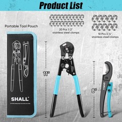 SHALL 2-IN-1 Pex Crimping Clamp Cinch & Remove Tool with Pipe Hose Cutter,…