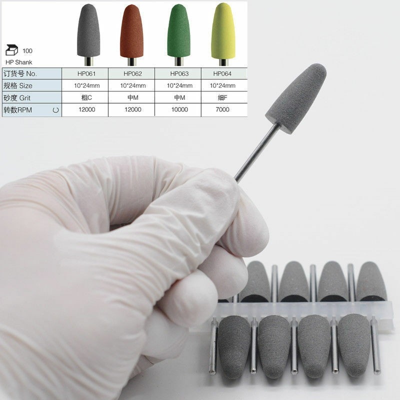 Dental Silicone Burs 2.35mm Acrylic Rubber Diamond Polishing Grinding Rotary Bur
