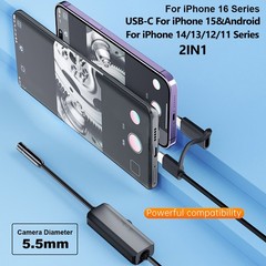 5.5MM/8MM Endoscope Camera 1920P HD Borescope Camera Cable For iPhone Samsung US