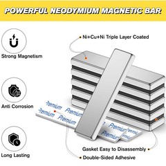 6 Pack Super Strong Neodymium Bar Magnets Heavy Duty, Large Flat Magnetic Strips