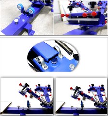 4 Color 1Station Screen Printing Kit Press Printer ink Squeegee Screens DIY Tool