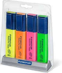 Textsurfer Classic Highlighters – 4 Colors Rainbow Set with Stand, Ultra-Soft