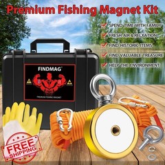FINDMAG Magnet Fishing Kit 2.95 inch 1000lb Golden Double Hole