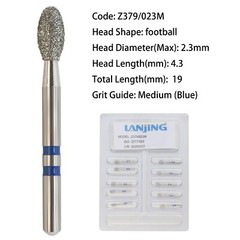 Dental Diamond Burs Zirconia Cutting Burs FG Round End Taper Cylinder Football