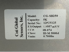Coti Global Sensors CG-SB250 Load Sensor Scale Capacity 5K F.S Output 1.9957mV/V