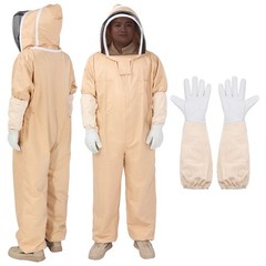 L Bee Suit with Glove and Veil Hood for Bee Keeper Men Women Beekeeping Suit