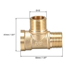 Brass Tee Pipe Fitting G1/2 Male x G1/2 Male x G1/2 Female T Shaped Connectors