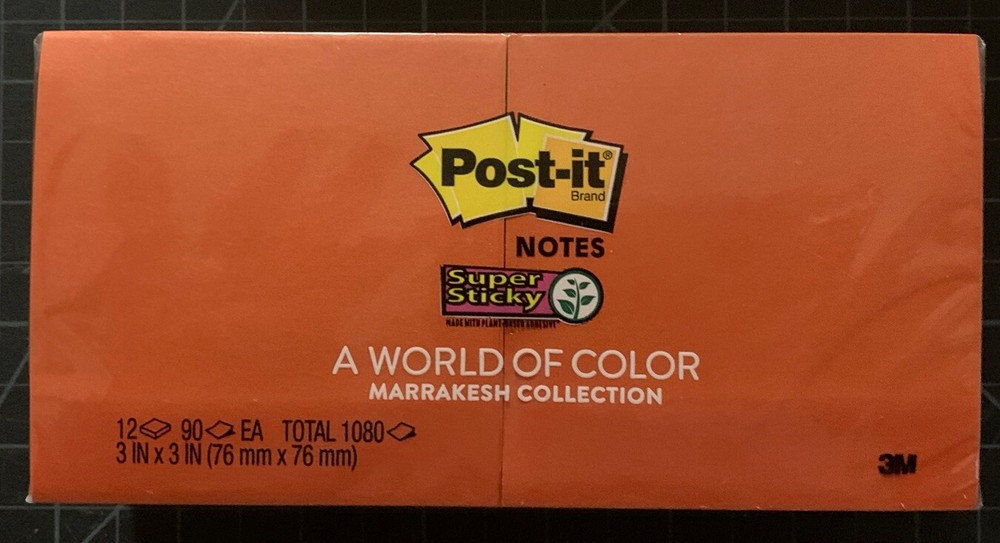 Post-it Super Sticky Notes 3″ x 3″ Assorted Colors Pack Of 12 Pads