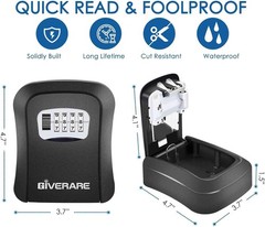 Key Lock Box Combination 4 Digits, Aluminum Alloy Lockbox, Metal Waterproof