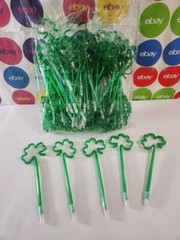 100-Count,Shamrock Pens,Green Pen,Black ink,3-Leaf Clover