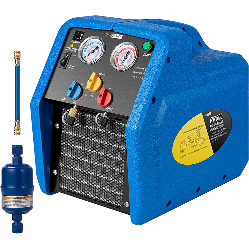 Refrigerant Recovery Machine 1 HP Dual Cylinder AC HVAC Recycling Tool 1750RPM
