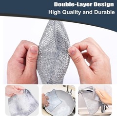 10 Pack Steel Wire Dishwashing Rags Double Layer Kitchen Cleaning Scrubbers
