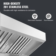 Commercial Exhaust Hood 9FT Food Truck Hood Exhaust 201 Stainless Steel