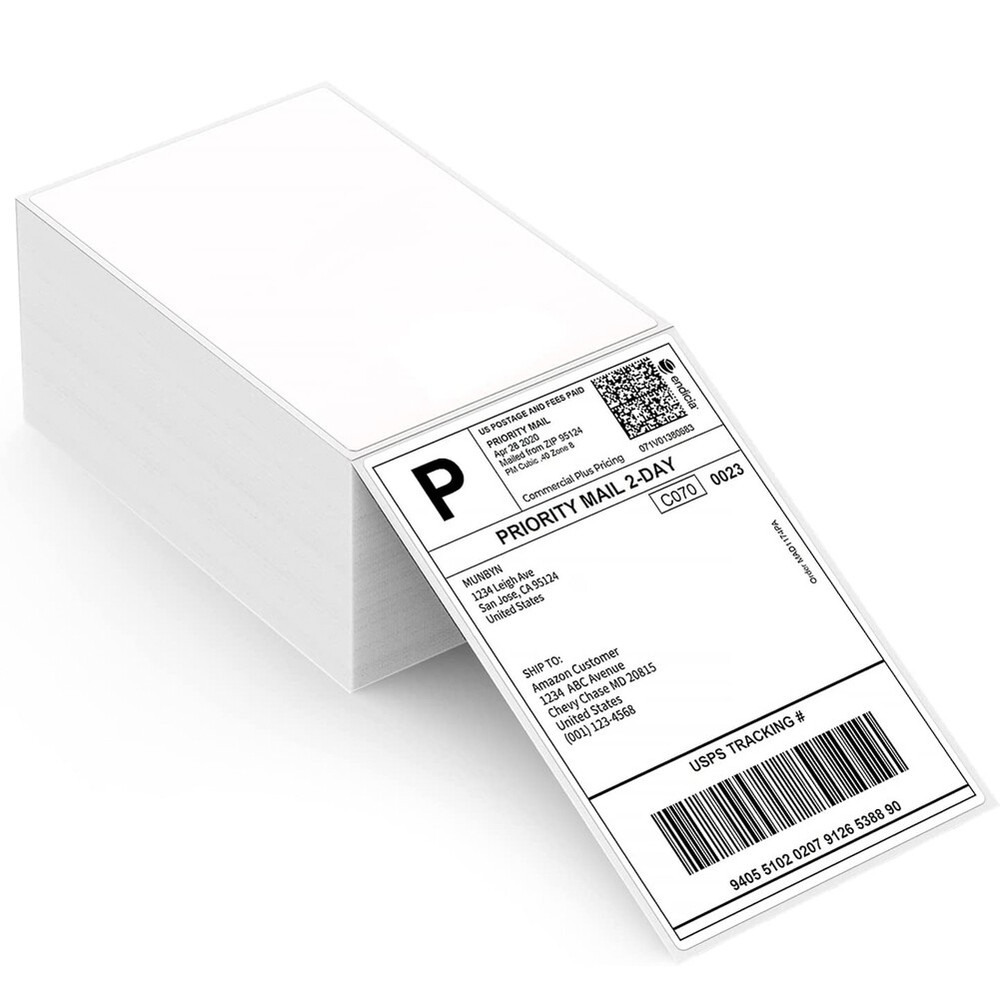 100-4000 Fanfold 4×6 Direct Thermal Shipping Labels Perforated for Zebra & Rollo